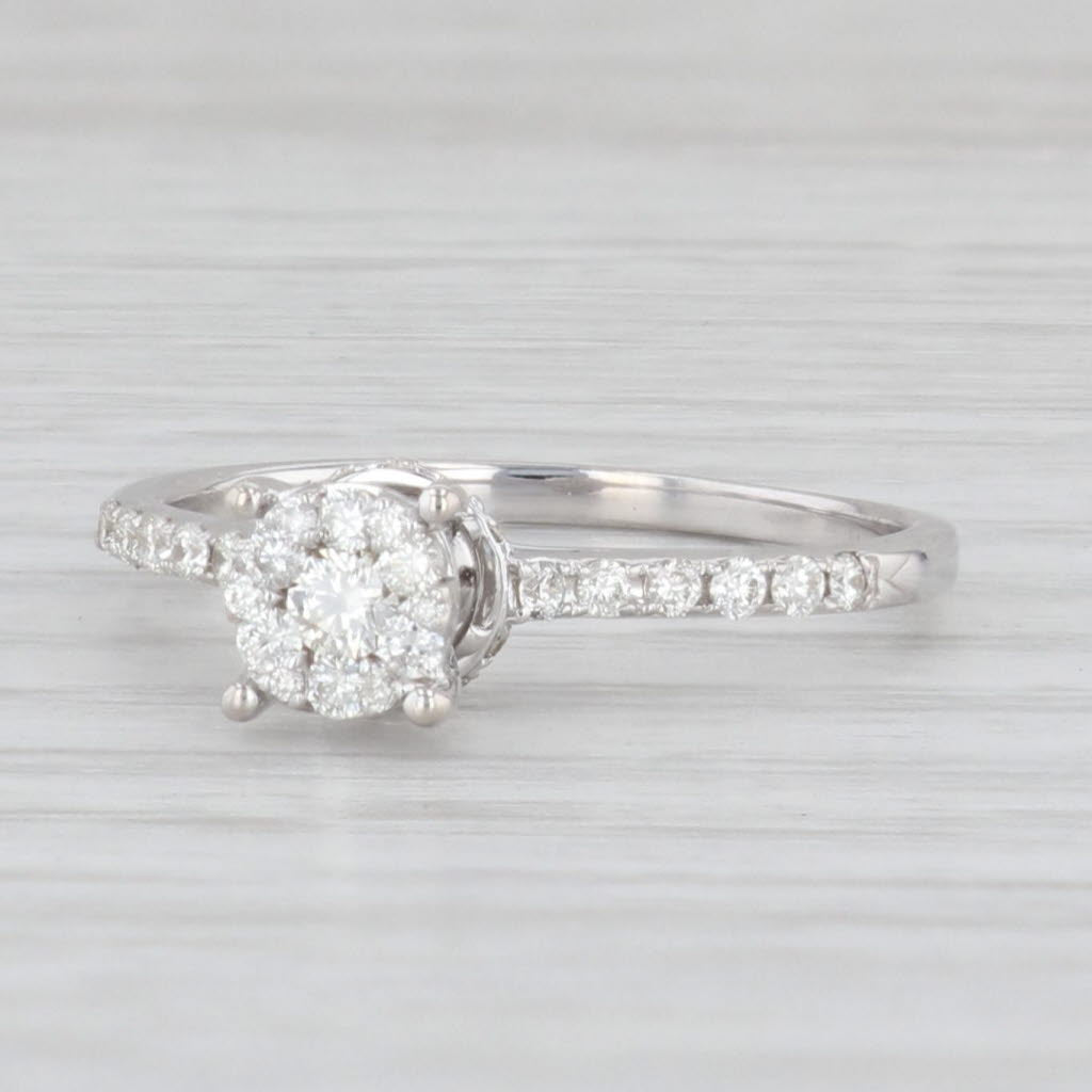 Light Gray 0.24ctw VS2 Round Diamond Engagement Ring 14k White Gold Size 7