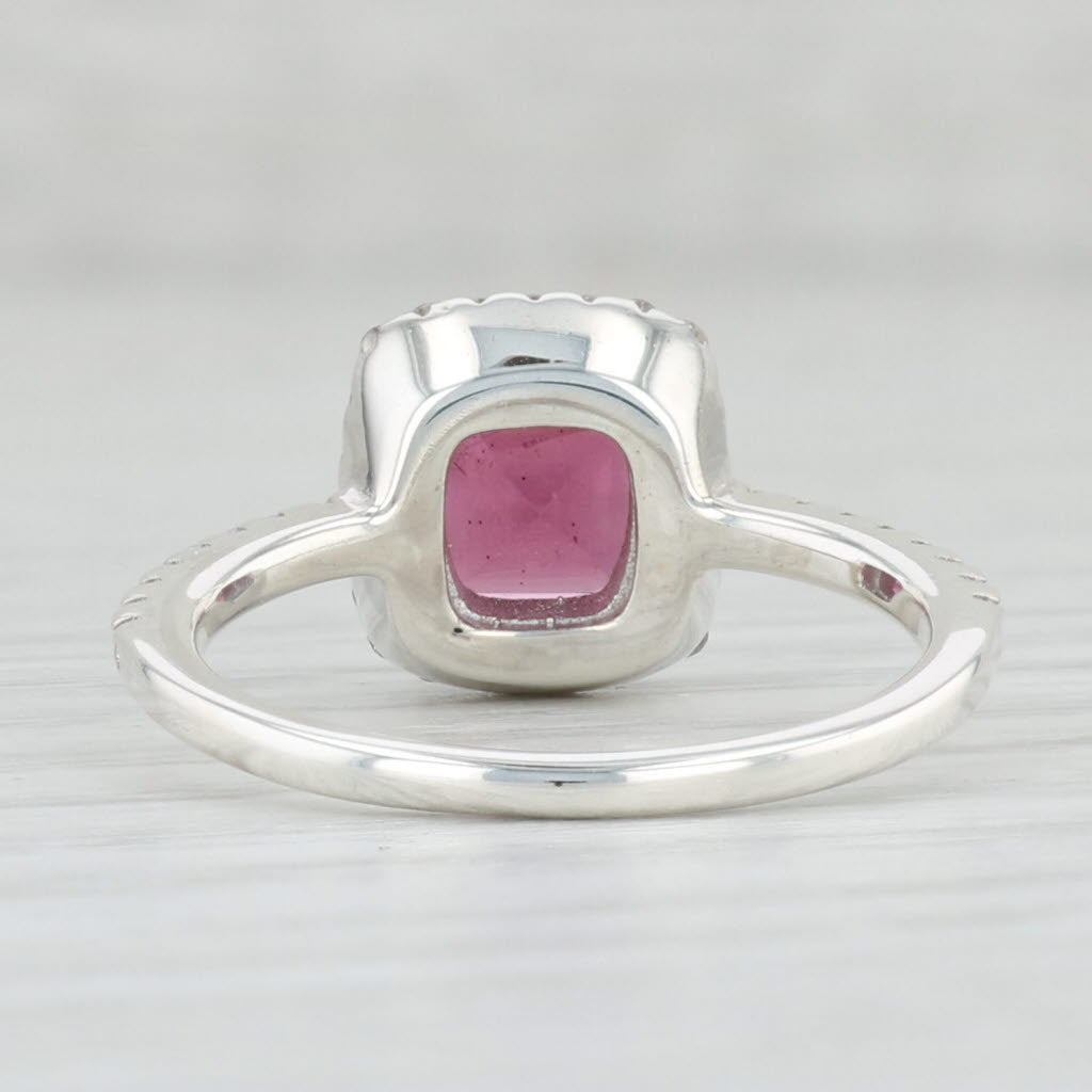 Light Gray 2.56ctw Rhodolite Garnet Diamond Halo Ring 950 Platinum Size 6.5