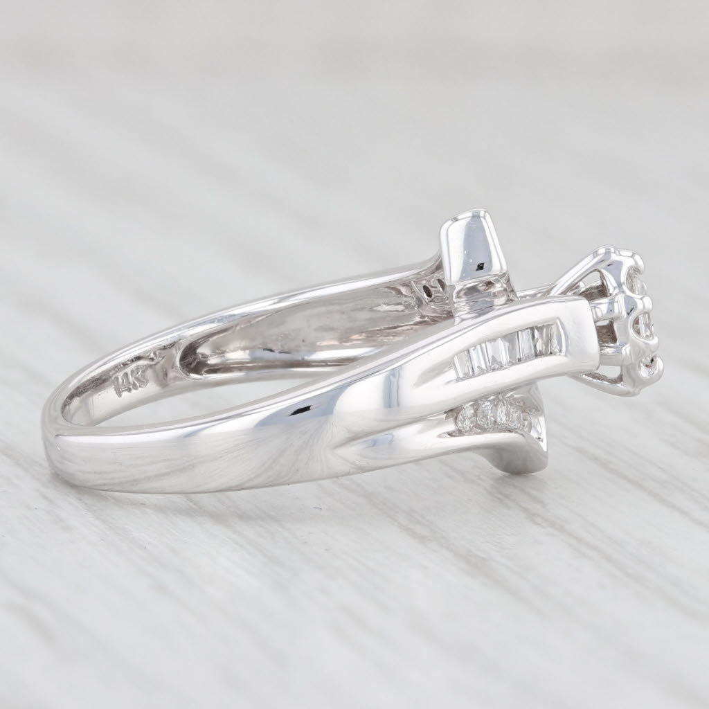 Light Gray 0.25ctw Diamond Bypass Engagement Ring 14k White Gold Size 6