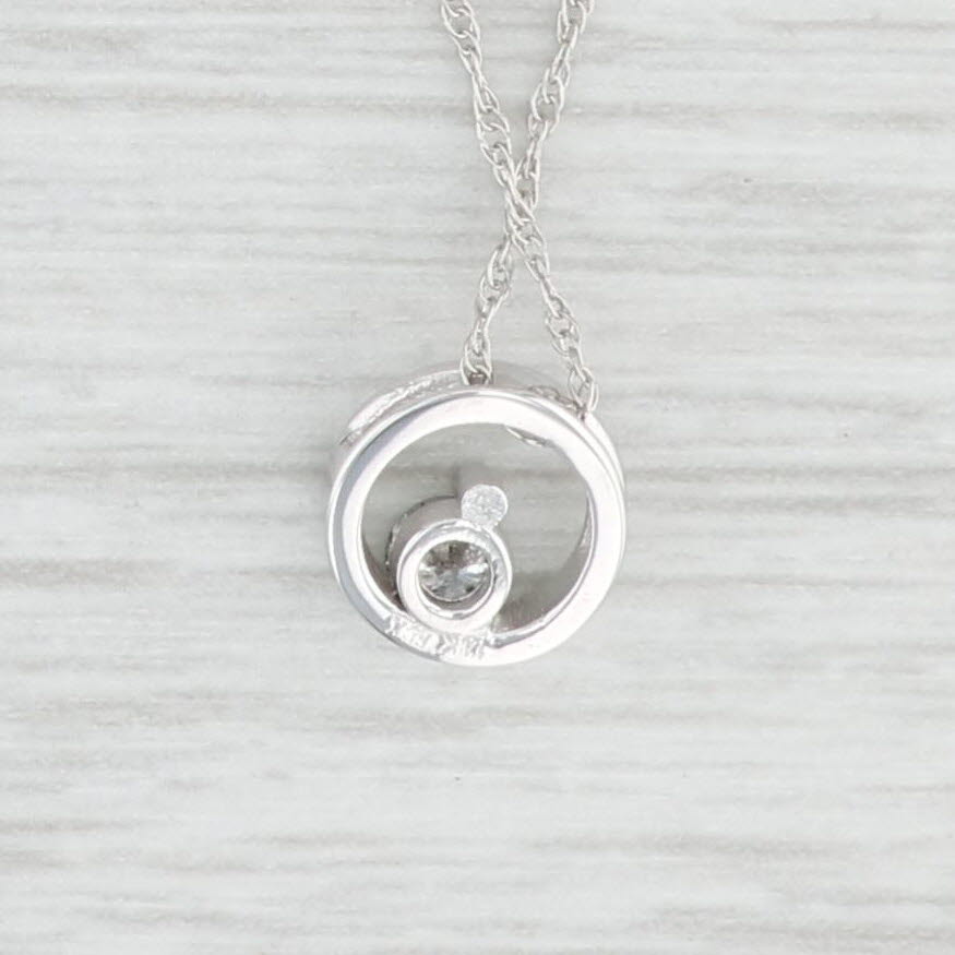 Light Gray New 0.10ct Diamond Circle Pendant Necklace 14k White Gold 18" Rope Chain