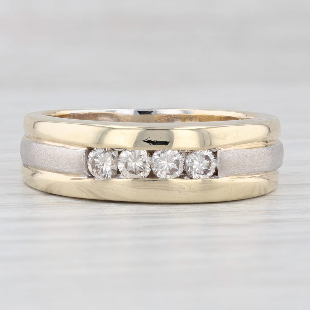 Light Gray 0.42ctw Diamond Men's Wedding Band 14k Gold Size 10.5 Ring