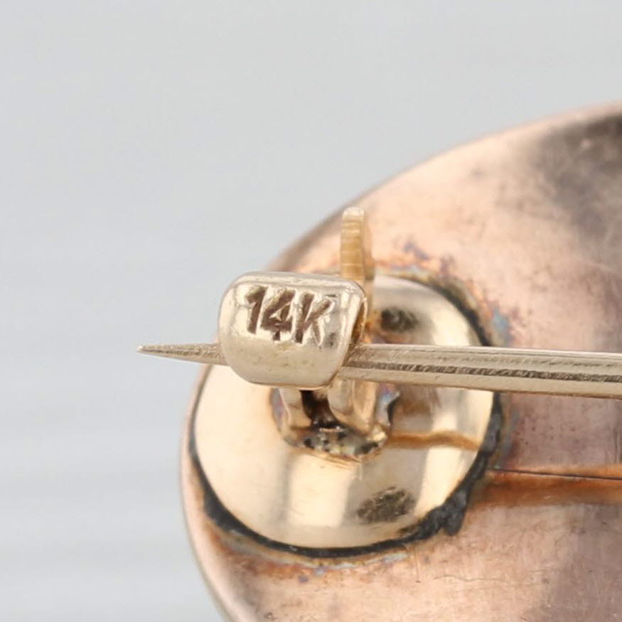 Light Gray Antique Pearl Diamond Enamel Brooch 14k Gold Enamel Pin