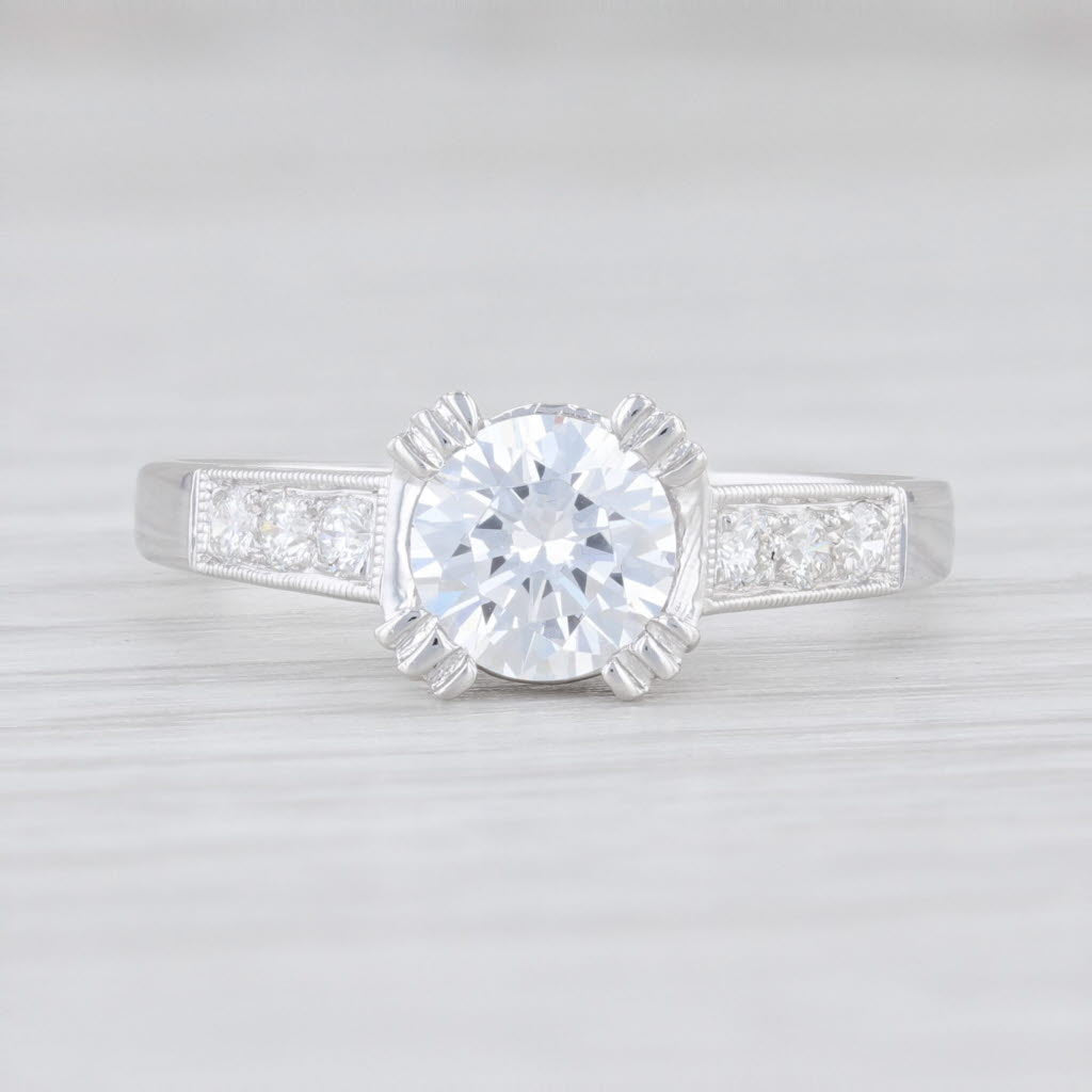 Light Gray New Beverley K Semi Mount Engagement Ring Diamond 14k Gold Size 6.5 Round