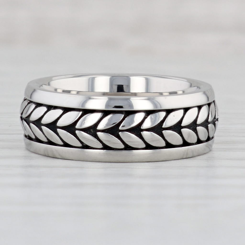 Light Gray New Rope Pattern Titanium Ring Size 8.25-8.5 Wedding Band