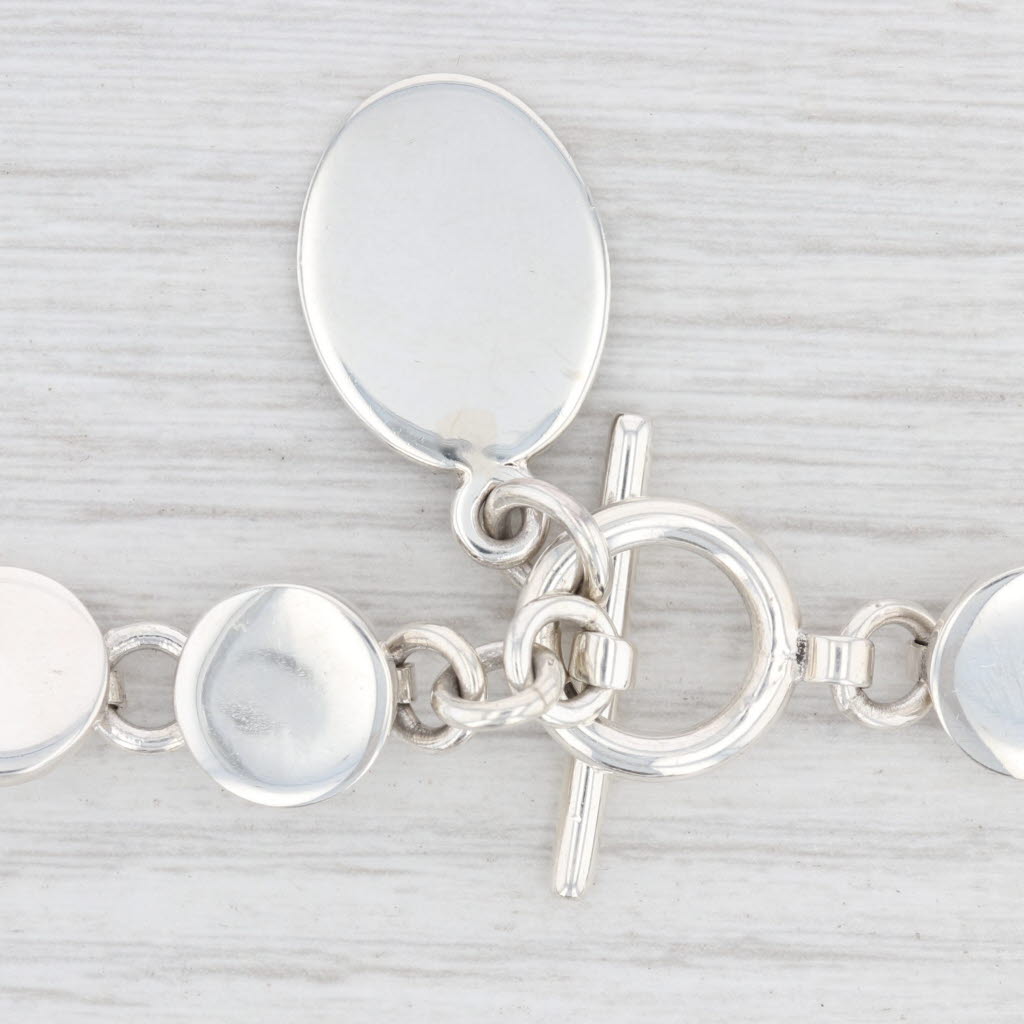 Light Gray New Engravable Circle Link Necklace Pendant Sterling Silver Statement 18"