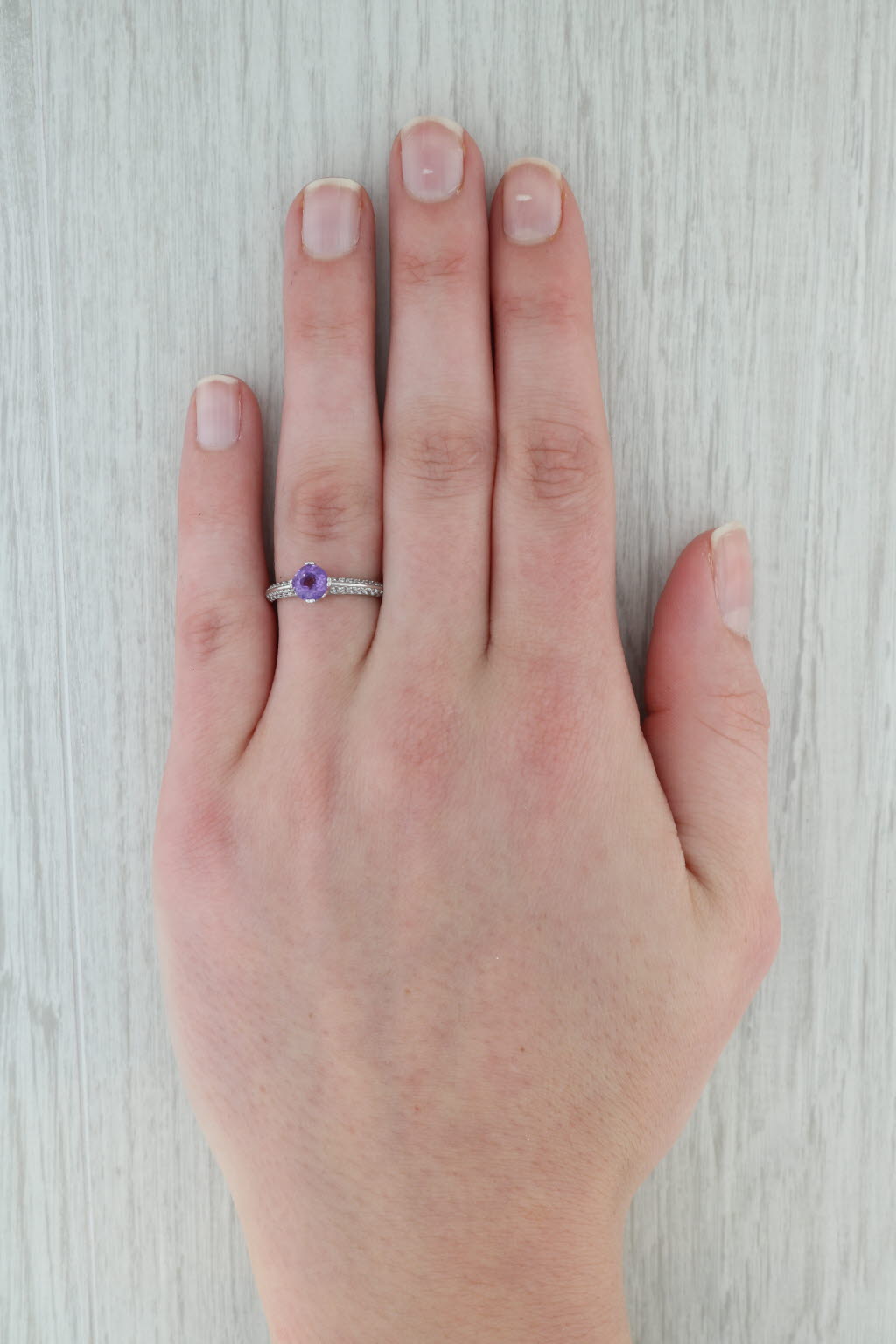 Gray 0.84ctw Amethyst Cubic Zirconia Ring 14k Gold Engagement February Birthstone