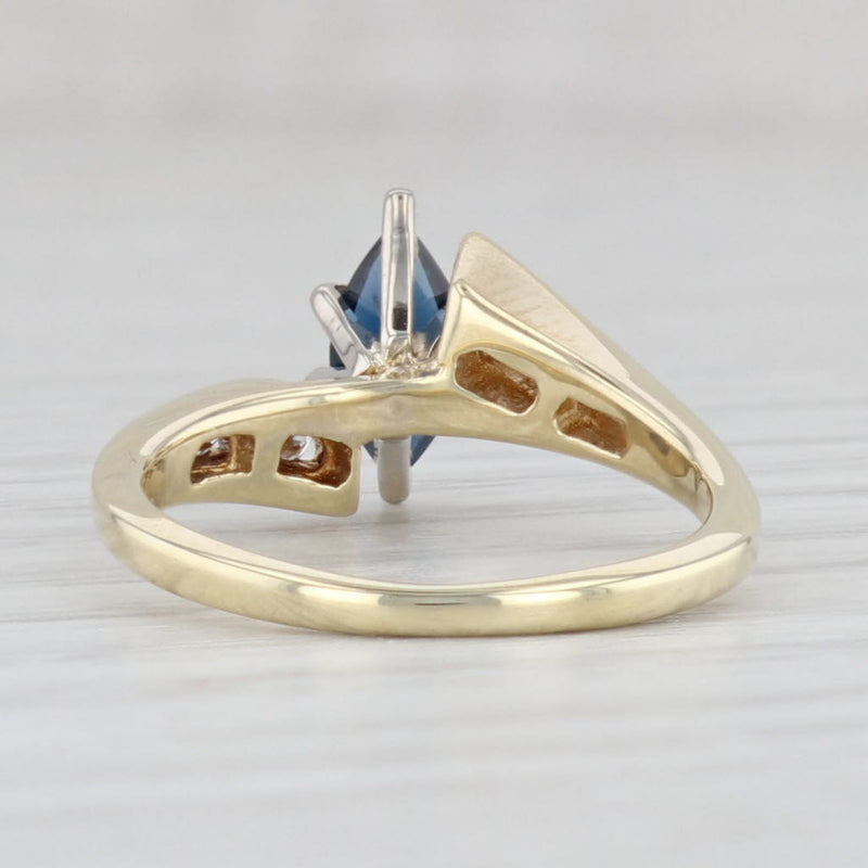 Light Gray 0.69ctw Marquise Sapphire Diamond Ring 14k Yellow Gold Bypass Size 5 Engagement