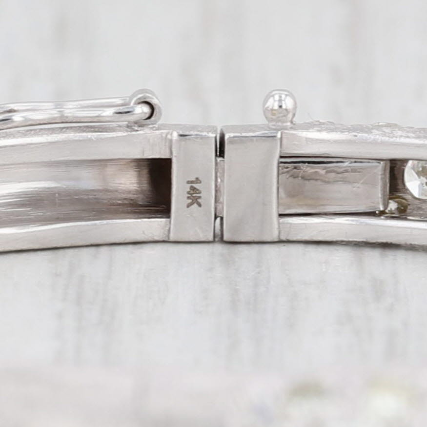 Light Gray Vintage 5ctw Diamond Bangle Bracelet Brushed 14k White Gold 6" 5.4 mm