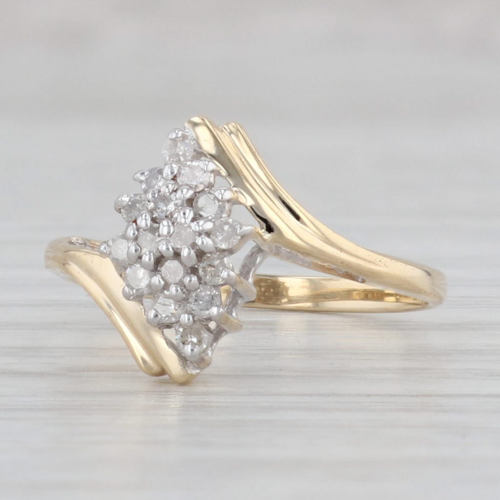 Gray 0.23ctw Diamond Cluster Bypass Ring 14k Yellow Gold Size 6.5 Engagement