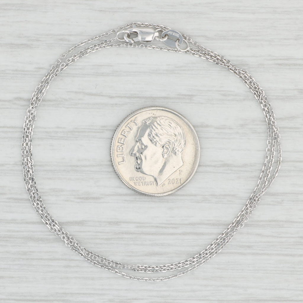 Light Gray 18" Cable Chain Necklace 14k White Gold 0.6mm Lobster Clasp