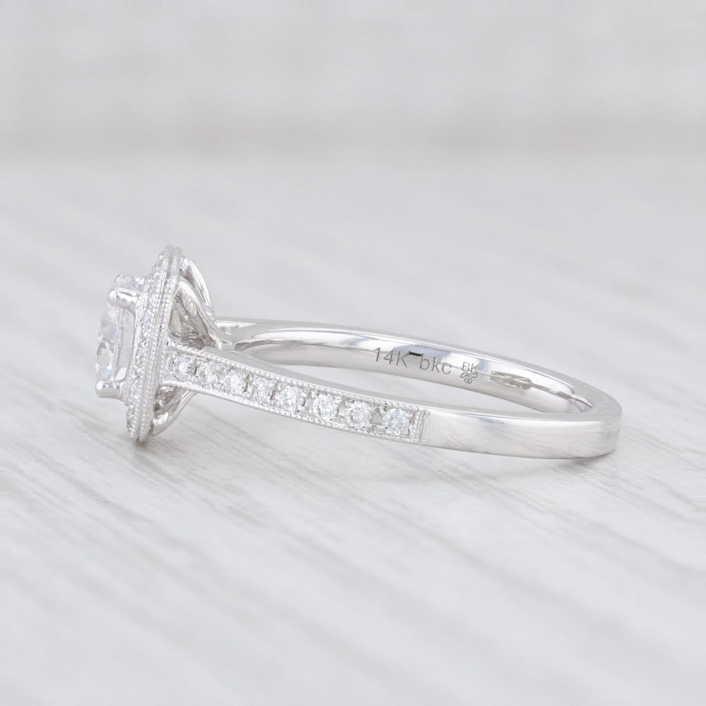 Light Gray New Beverley K Semi Mount Diamond Halo Engagement Ring 14k Gold Size 6.75 Round