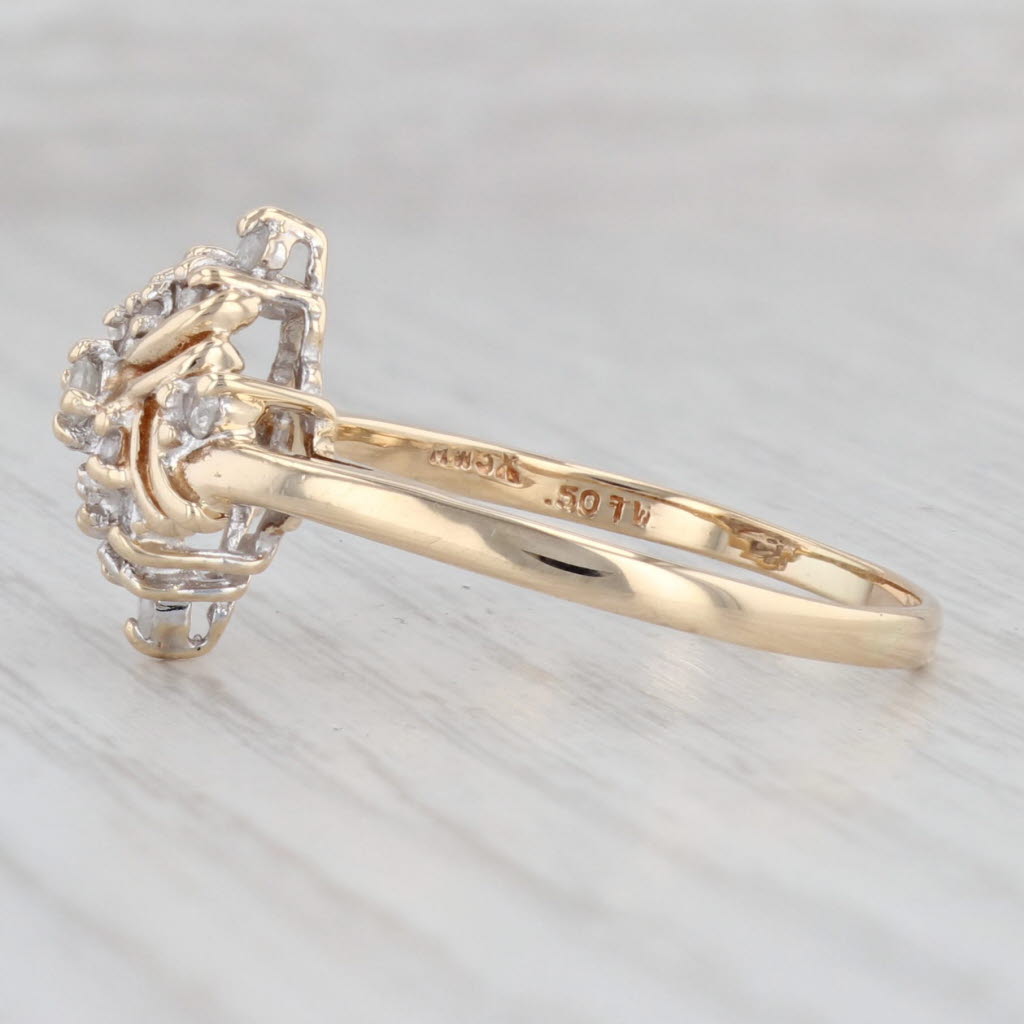 Light Gray 0.45ctw Diamond Cluster Ring 14k Yellow Gold Size 11.5 Engagement