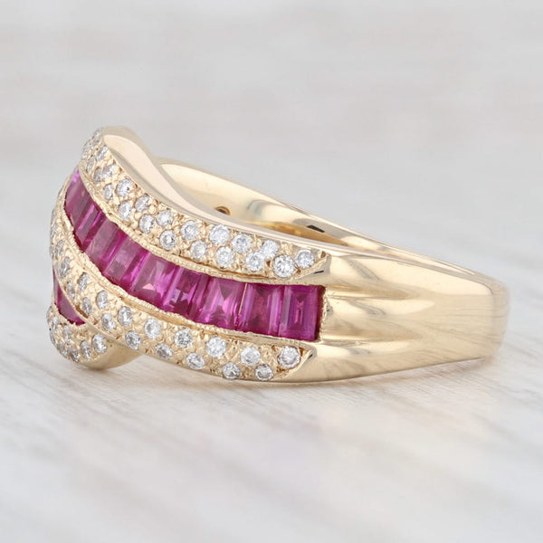 Light Gray Le Vian 1.28ctw Ruby Diamond Bypass Ring 14k Yellow Gold Size 7.25