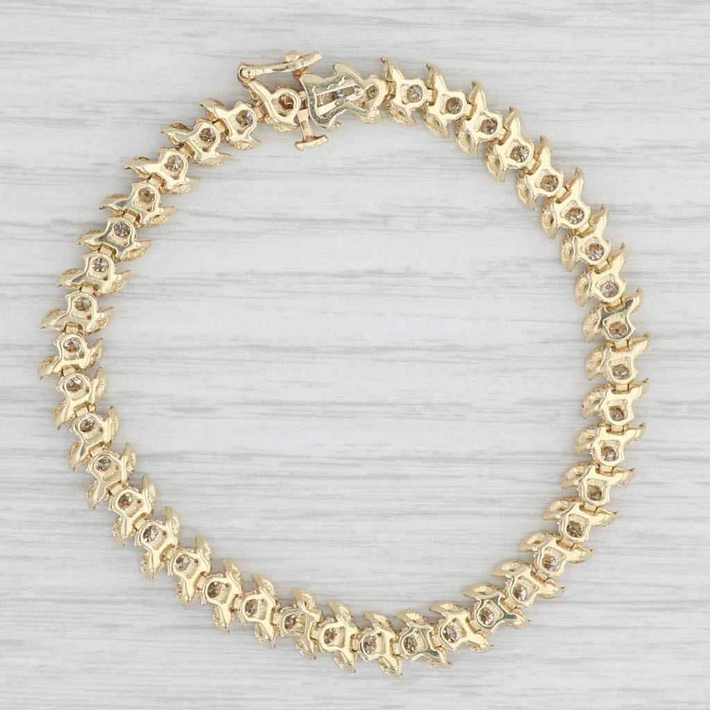 Light Gray 2.50ctw Champagne Diamond Tennis Bracelet 14k Yellow Gold 7" 6.7mm