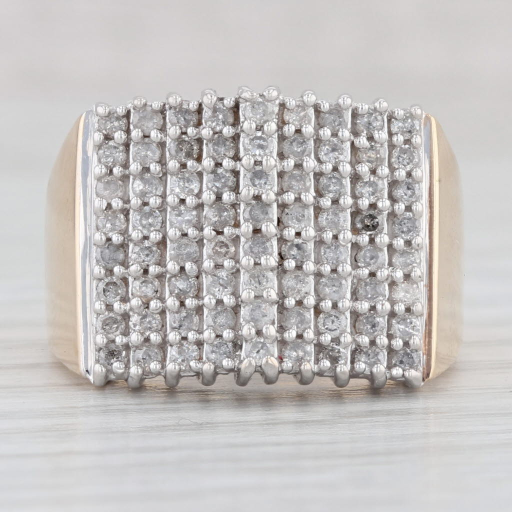 Light Gray 0.70ctw Diamond Cocktail Ring 10k White Yellow Gold Size 9.25 Tiered Pyramid