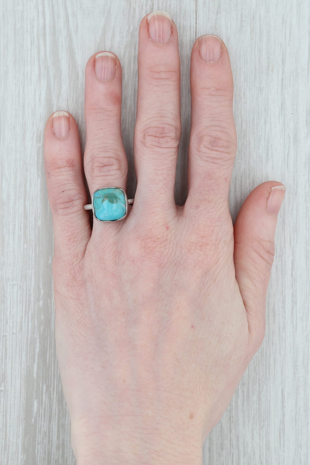 Gray New Nina Nguyen Turquoise Solitaire Sterling Silver Size 7 Marbled Blue Green