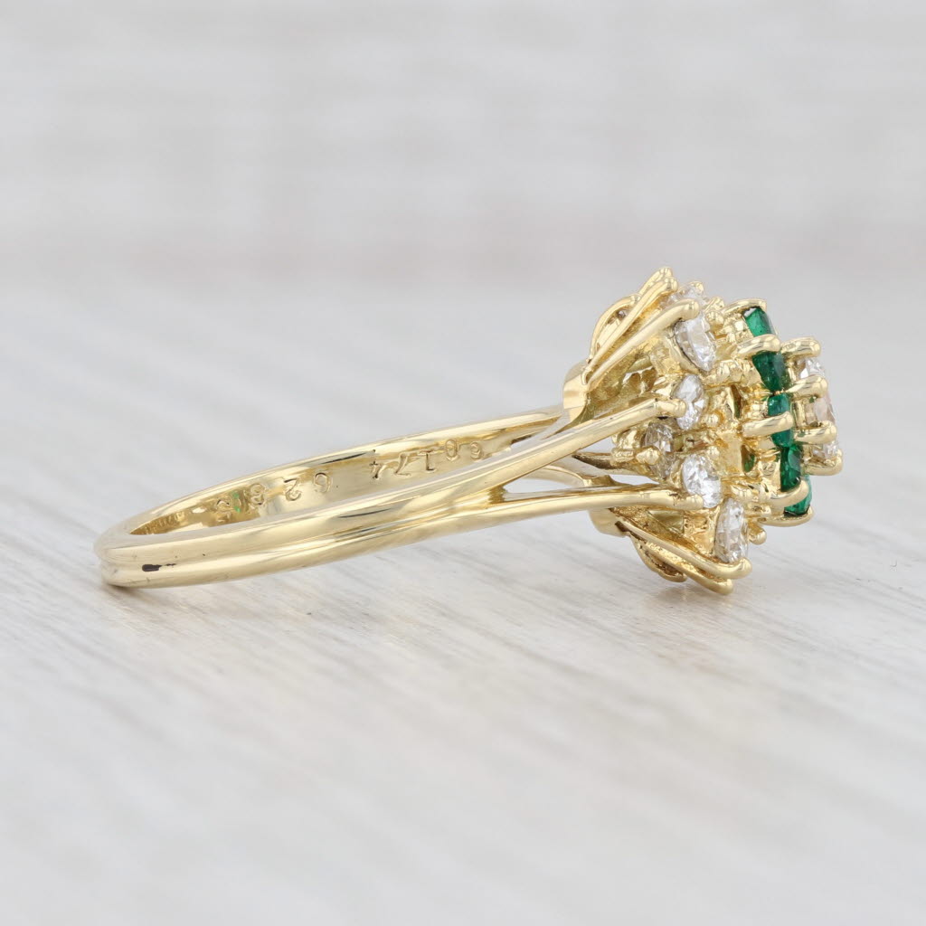 Light Gray Kurt Wayne 1.7ctw Diamond Emeralds 18k Yellow Gold Size 7 Cocktail Engagement