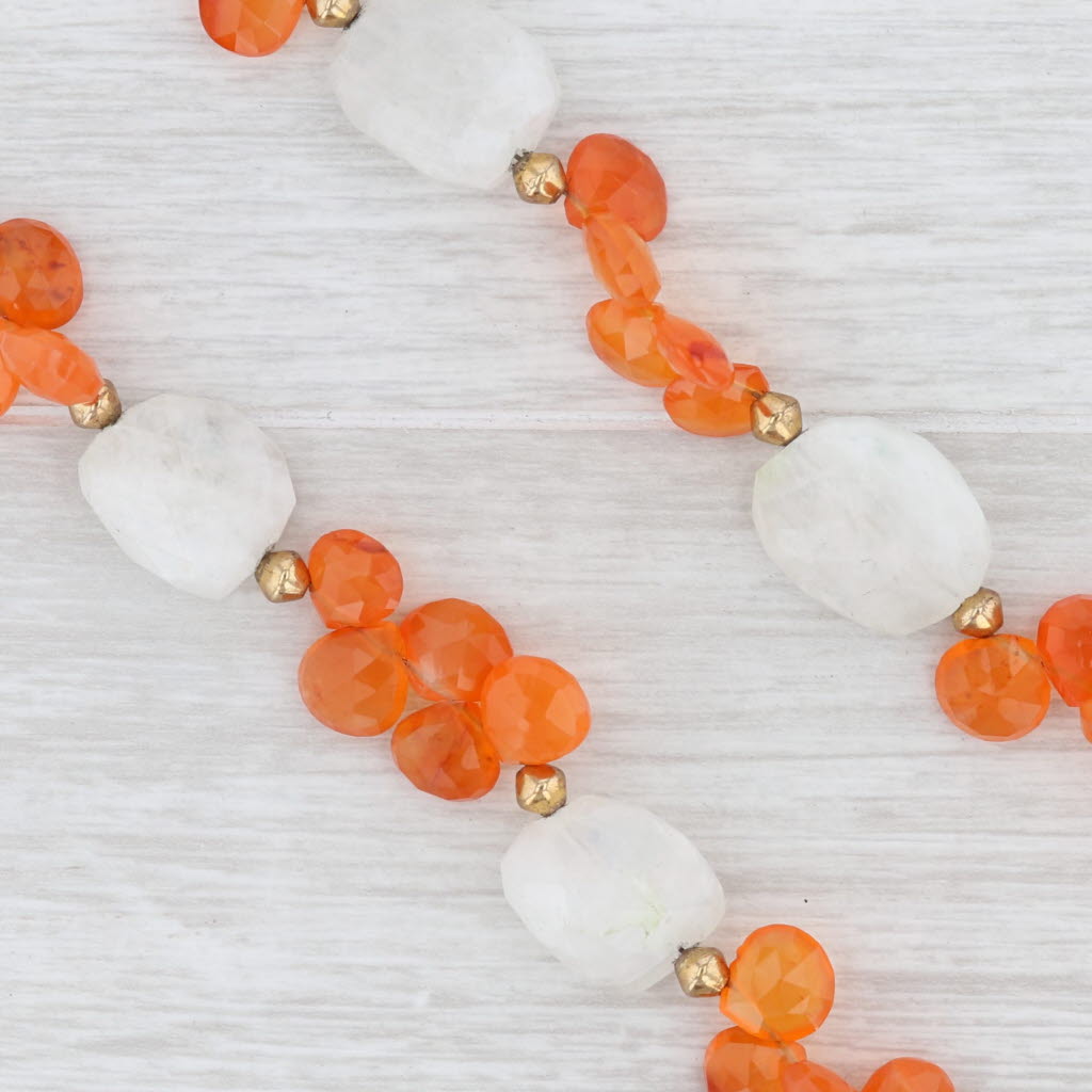 Light Gray New Nina Nguyen Wisteria Bead Necklace Carnelian Moonstone Statement 18-21"