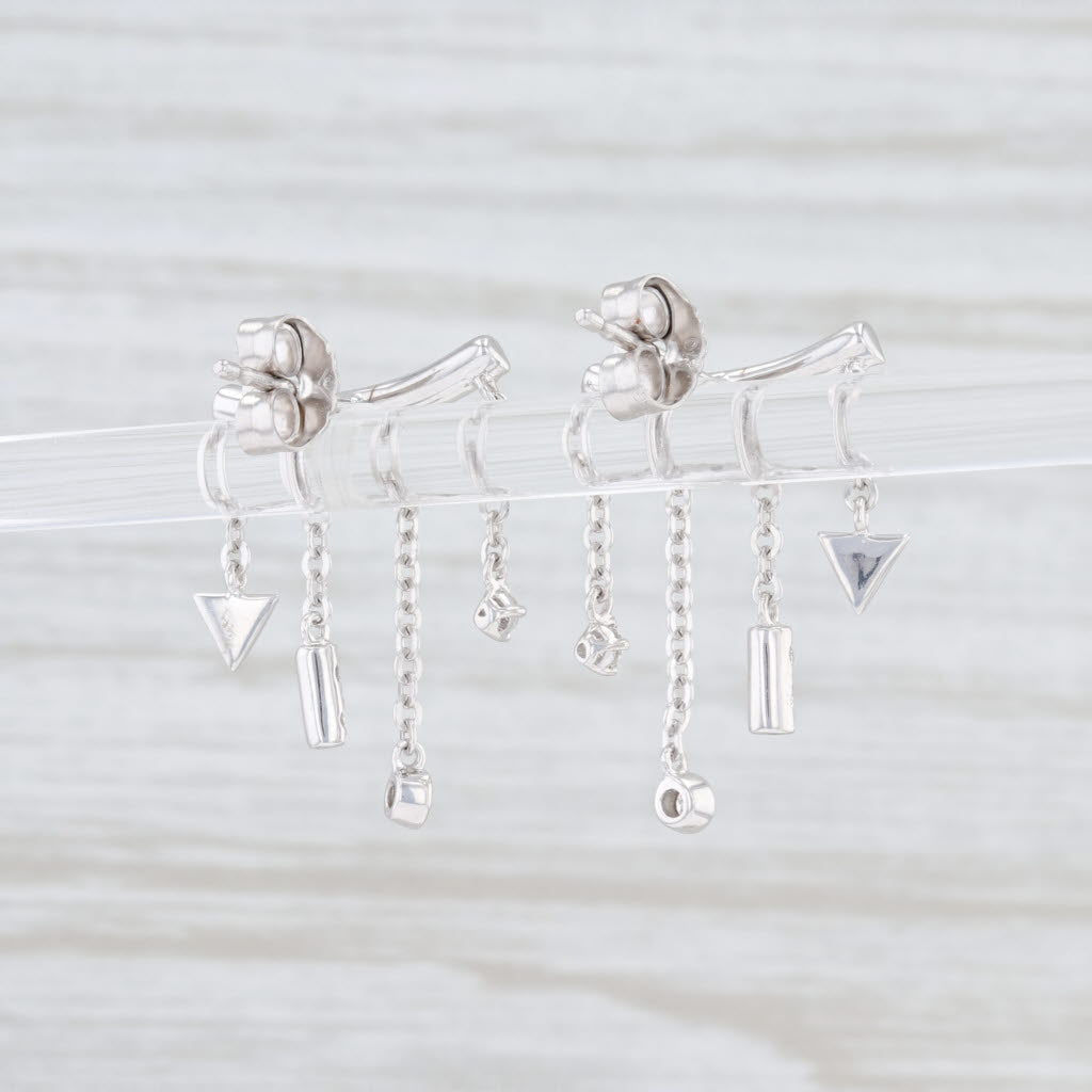 Light Gray New 0.40ctw Diamond Fringe Earrings 10k White Gold Pierced Dangles