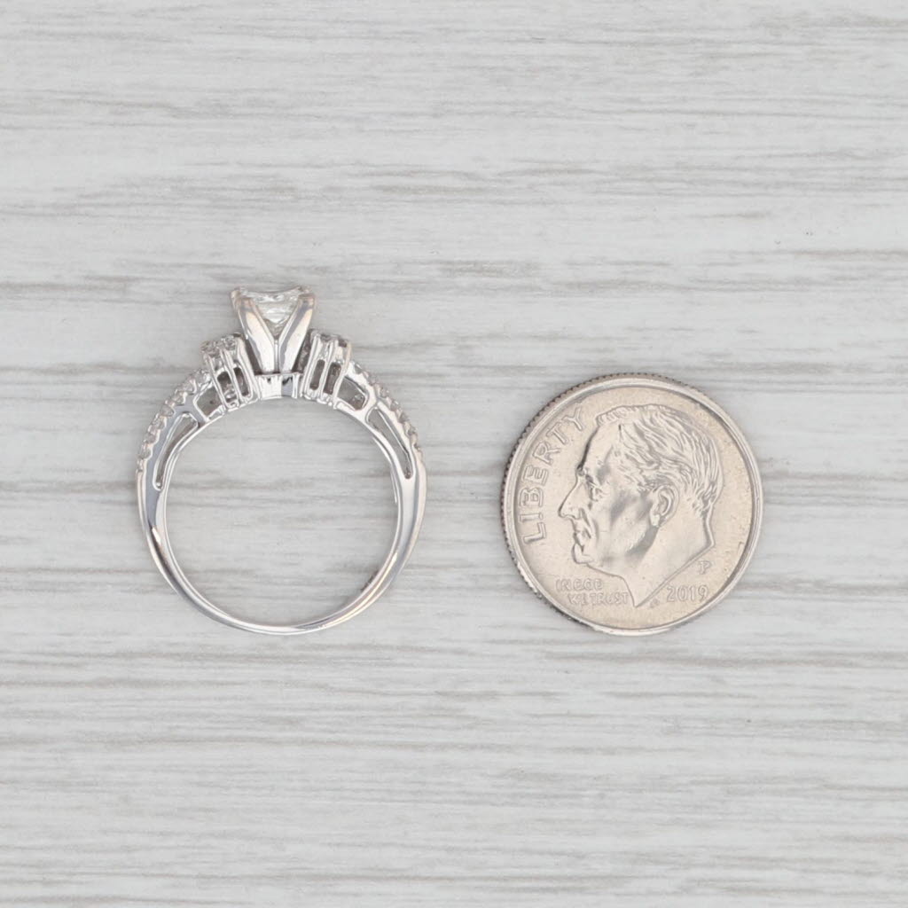 Light Gray 0.61ctw Princess Diamond Engagement Ring 14k White Gold Size 4.75