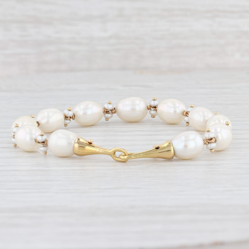 Light Gray Cultured Pearl Strand Bracelet 18k Yellow Gold 6.25" Hook Clasp Nordstrom