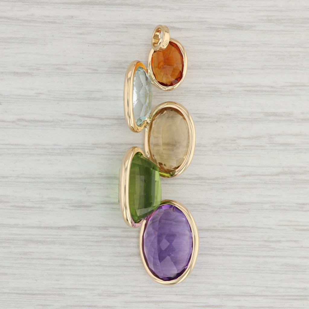 Light Gray 41.74ctw Multi-Gemstone Pendant 18k Gold Amethyst Peridot Citrine Aquamarine
