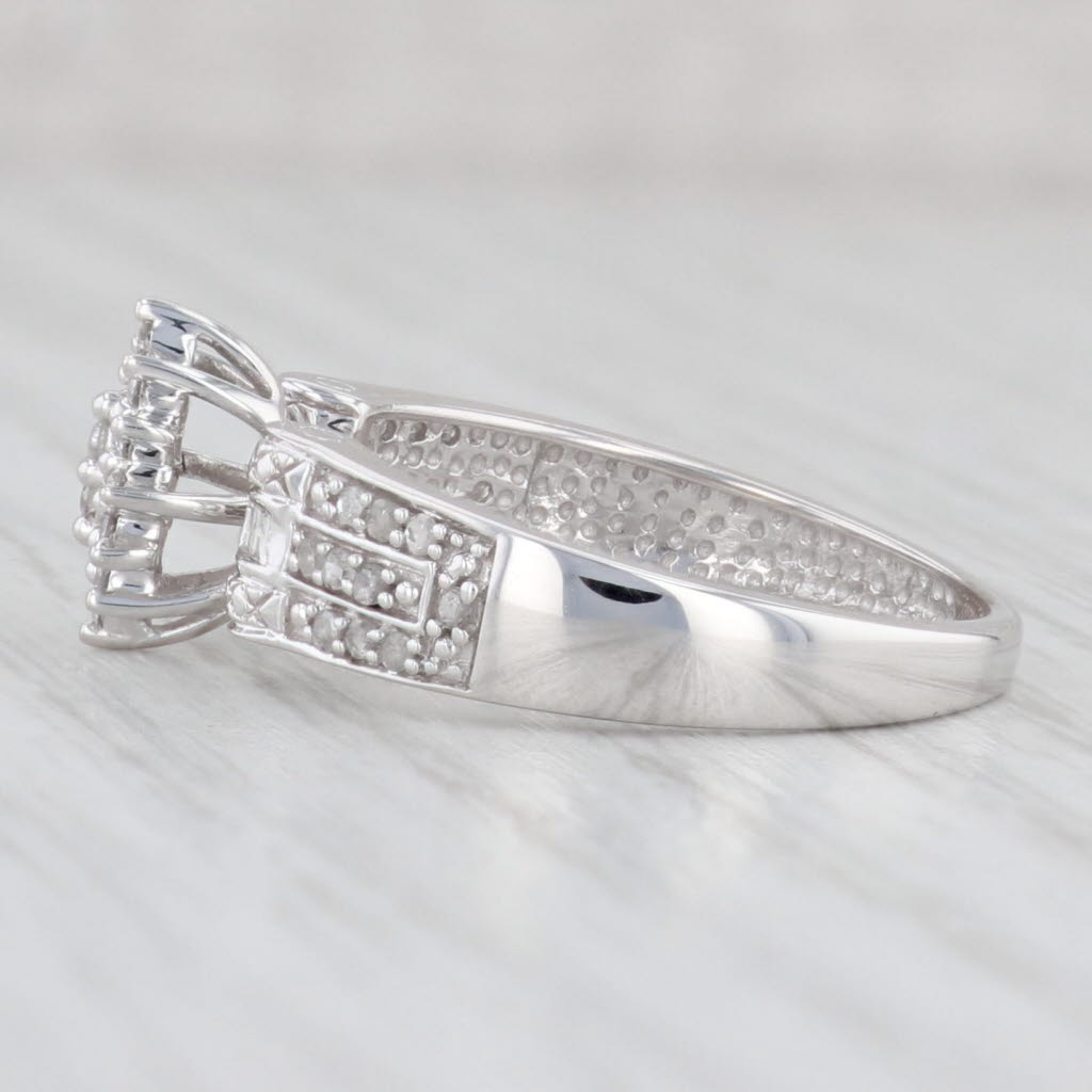 Light Gray 0.27ctw Marquise Diamond Cluster Engagement Ring 10k White Gold Size 7