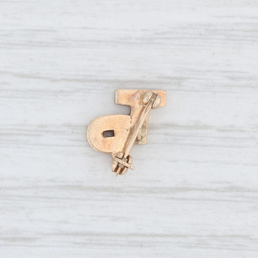 Light Gray Tau Rho Chapter Guard Pin 10k Gold Pearls Fraternity Sorority Greek Letters