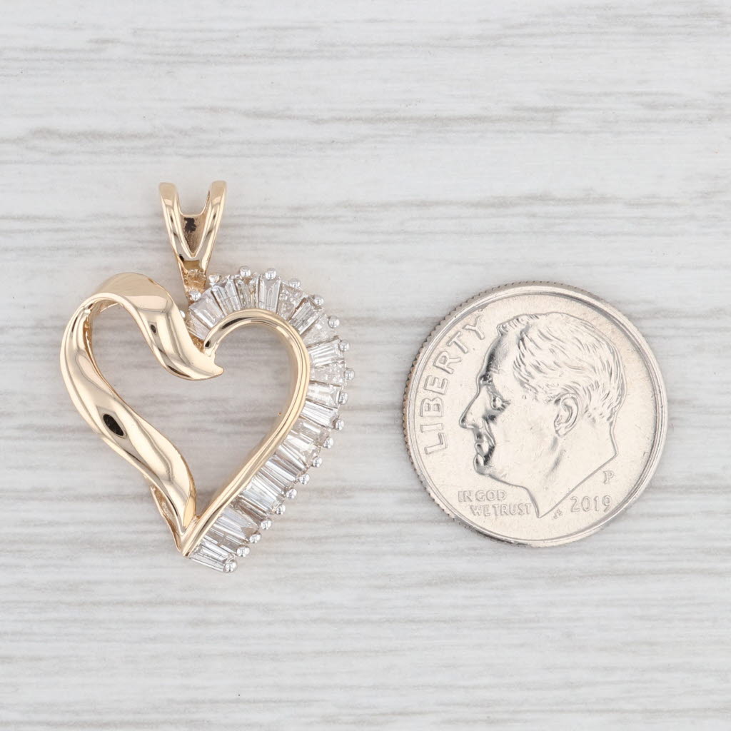 Light Gray 0.70ctw Diamond Open Heart Pendant 14k Yellow Gold Gift Keepsake