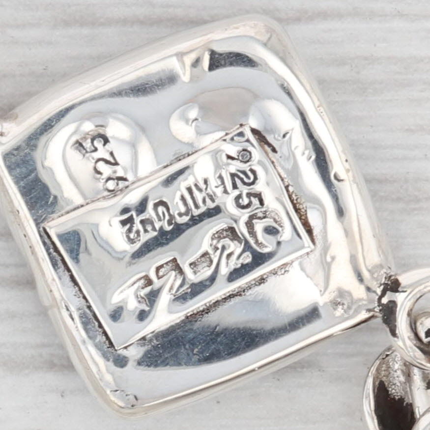 Light Gray New Black Resin Square Link Bracelet Sterling Silver Toggle Clasp 7.5" 18.1mm