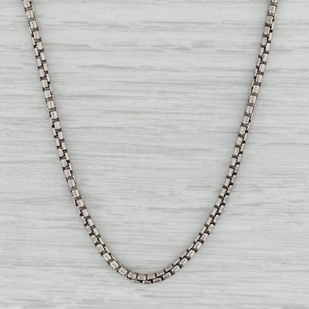 Gray New Box Chain Necklace Oxidized 925 Sterling Silver 18” 2.3mm