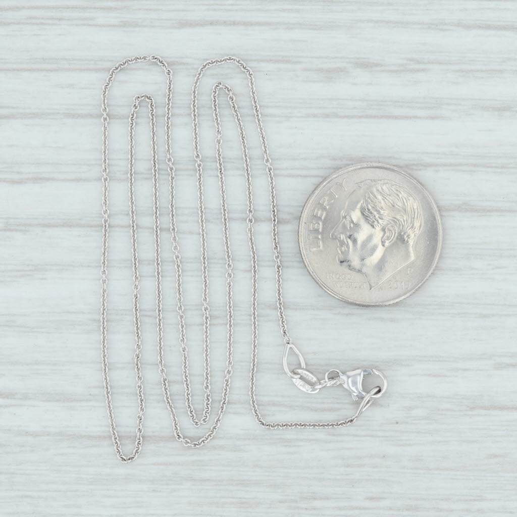 Light Gray New Round Cable Chain Necklace 14k White Gold 18" 0.8mm Lobster Clasp