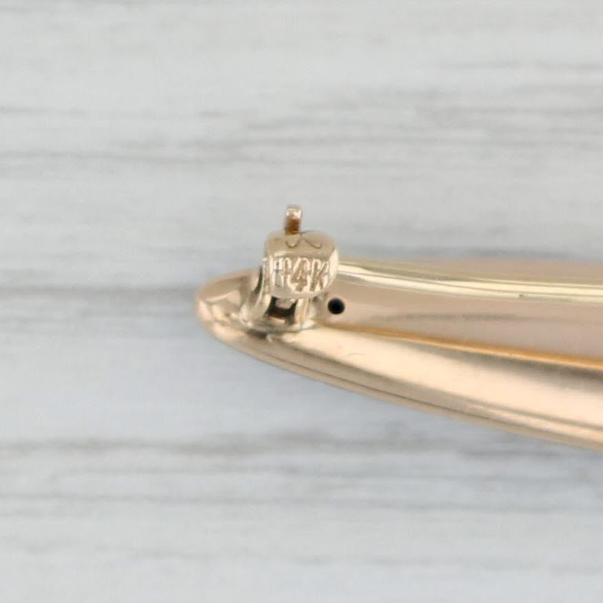 Gray Vintage Pearl Purple Enamel Bar Brooch 14k Rose Yellow Gold Pin