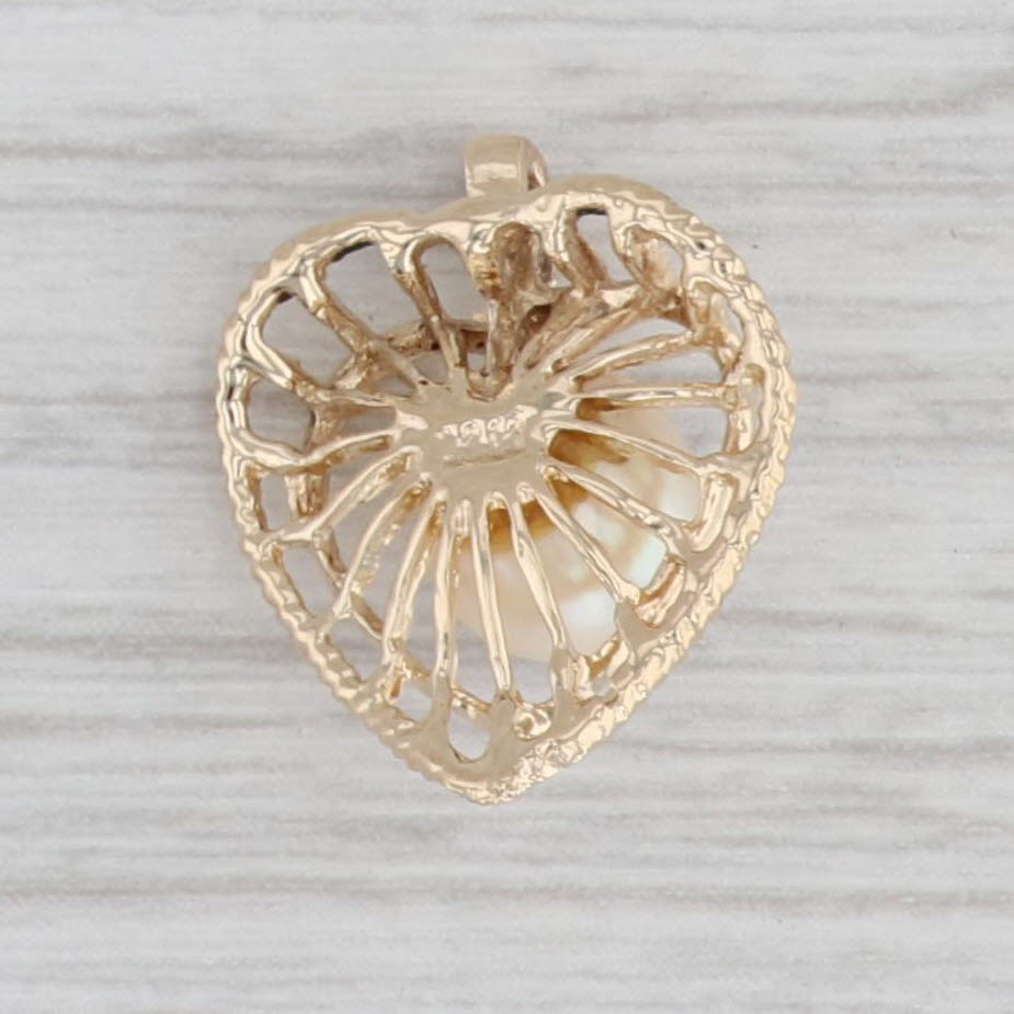 Gray Cultured Pearl Heart Pendant 14k Yellow Gold June Birthstone