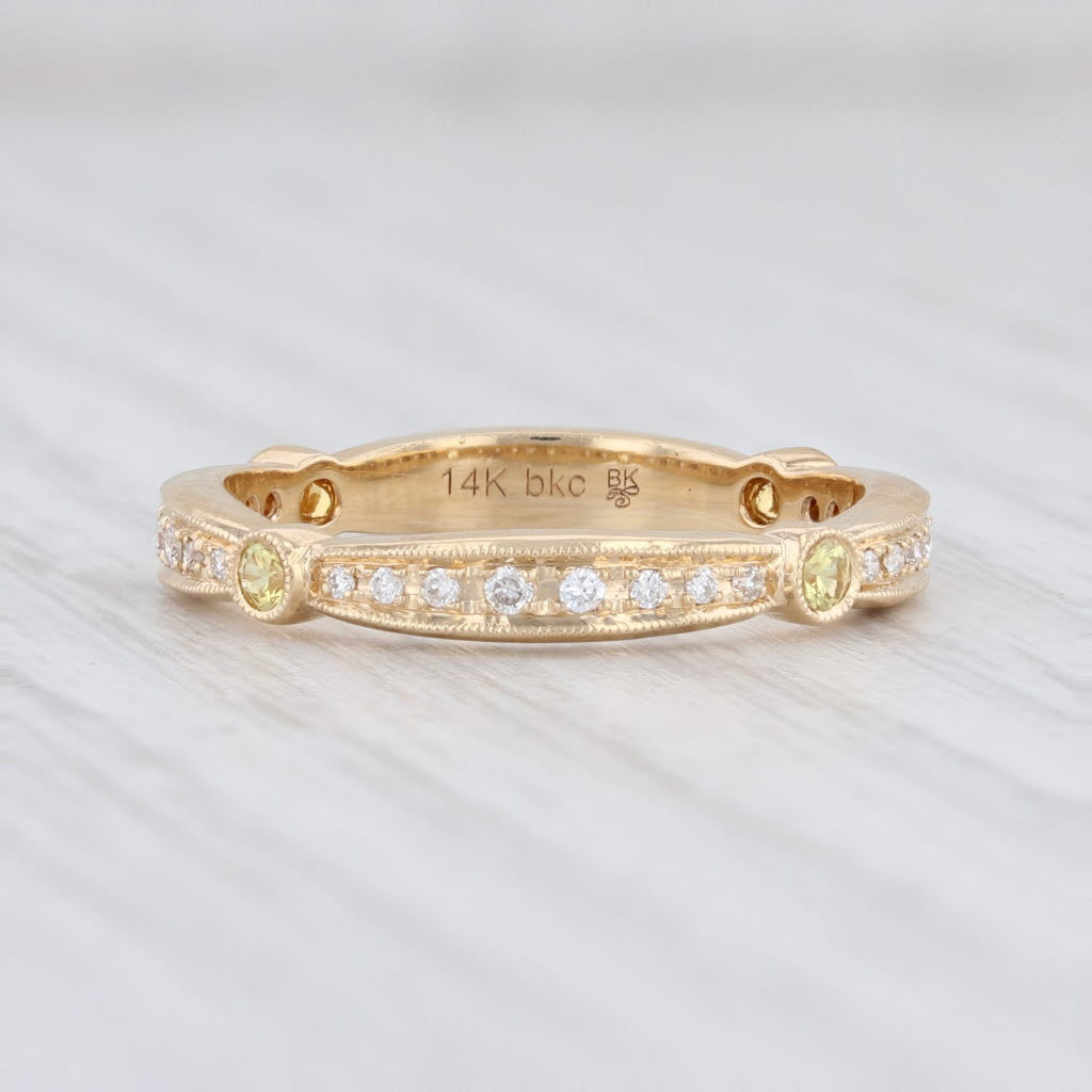 Light Gray New Beverley K Yellow Sapphire Diamond Eternity Ring 14k Gold Stackable Band 6.5