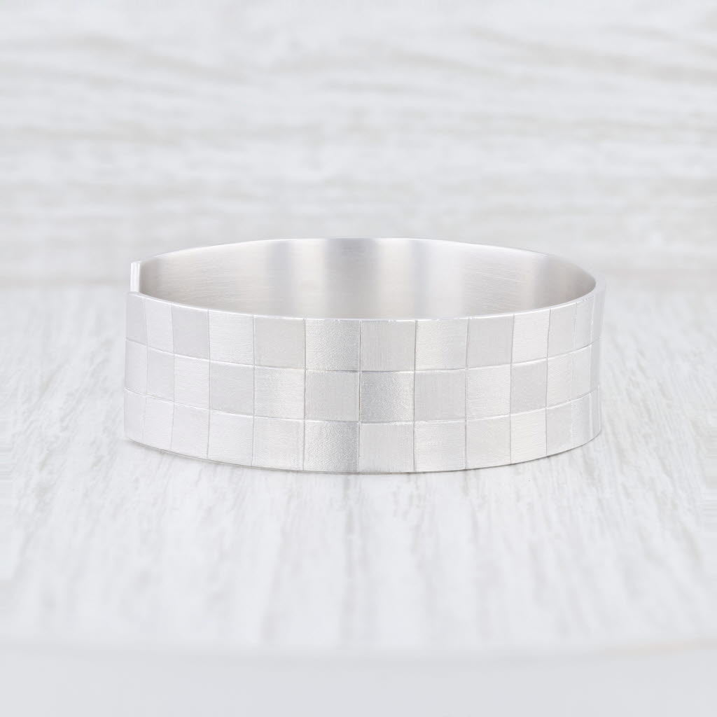 Light Gray New Bastian Inverun Cuff Bracelet Chessboard Collection Sterling Silver 7" 25221