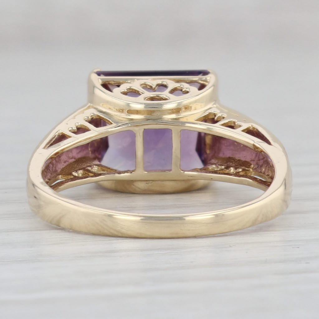 Gray 4.60ct Amethyst Solitaire Ring 14k Yellow Gold Size 8.75 Heart Bridge