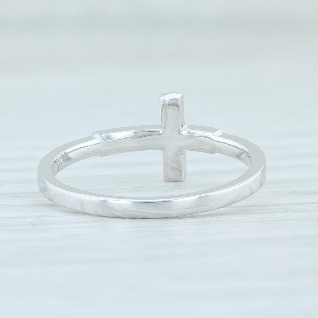 Light Gray New Diamond Cross Ring 14k White Gold Size 6.5 Religious Jewelry Promise Ring