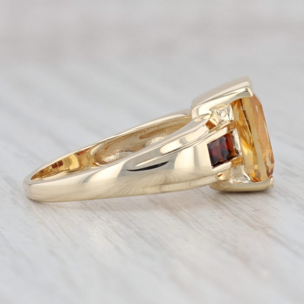 Light Gray 3.79ctw Orange Citrine Red Garnet Ring 10k Yellow Gold Size 7.25