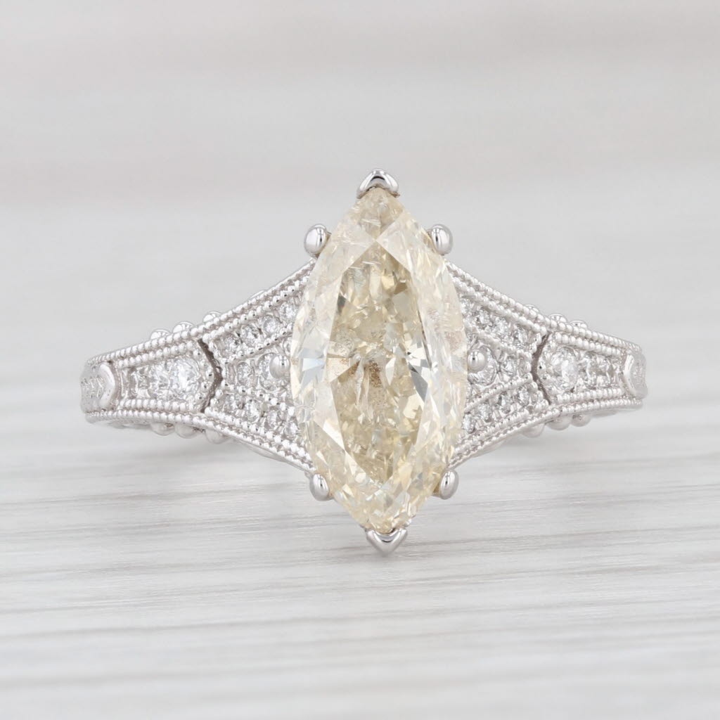 Light Gray New 2.23ctw Diamond Marquise Solitaire Engagement Ring 14k White Gold Size 6.5