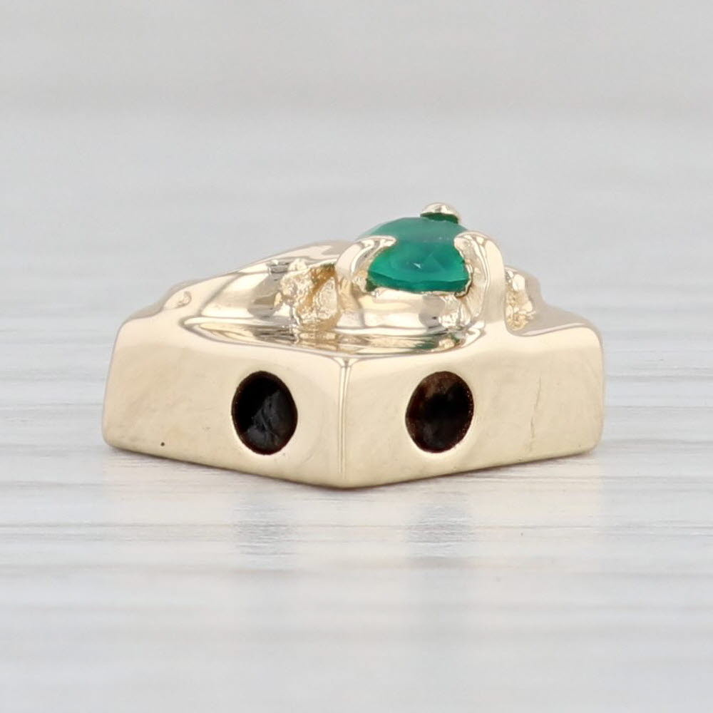 Light Gray Green Chalcedony Flower Slide Charm 14k Yellow Gold Vintage Floral