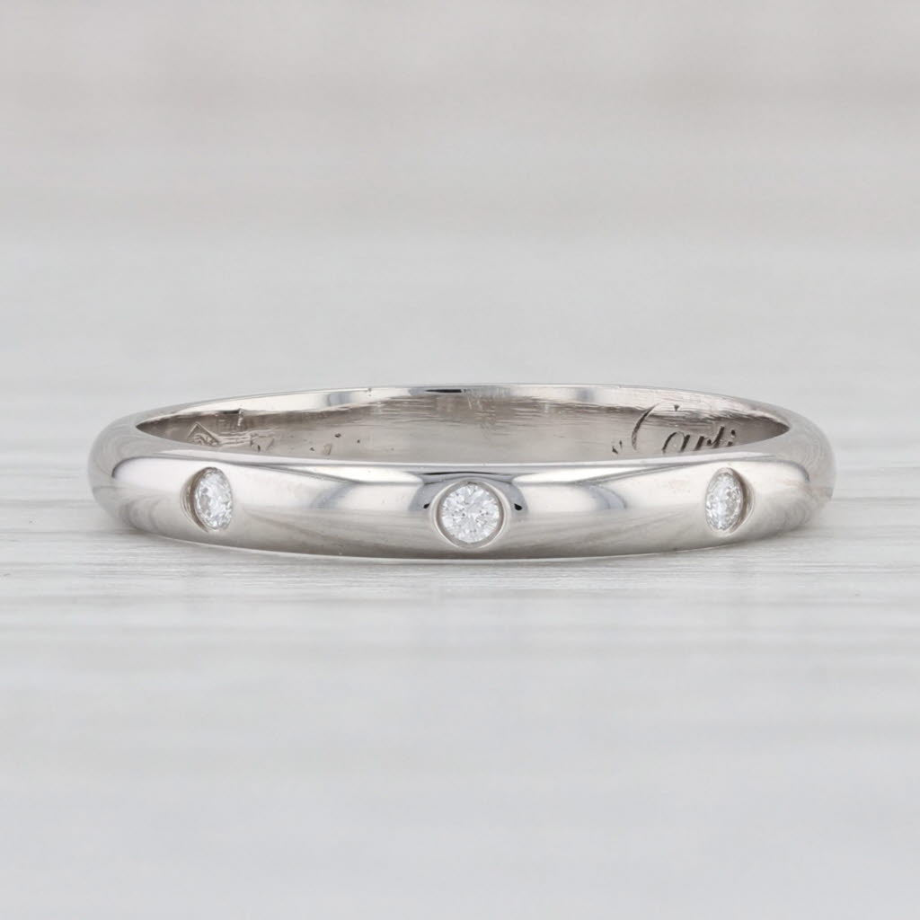 Light Gray Cartier VS2 Diamond 1895 Wedding Band with Box 950 Platinum Size 6 Ring