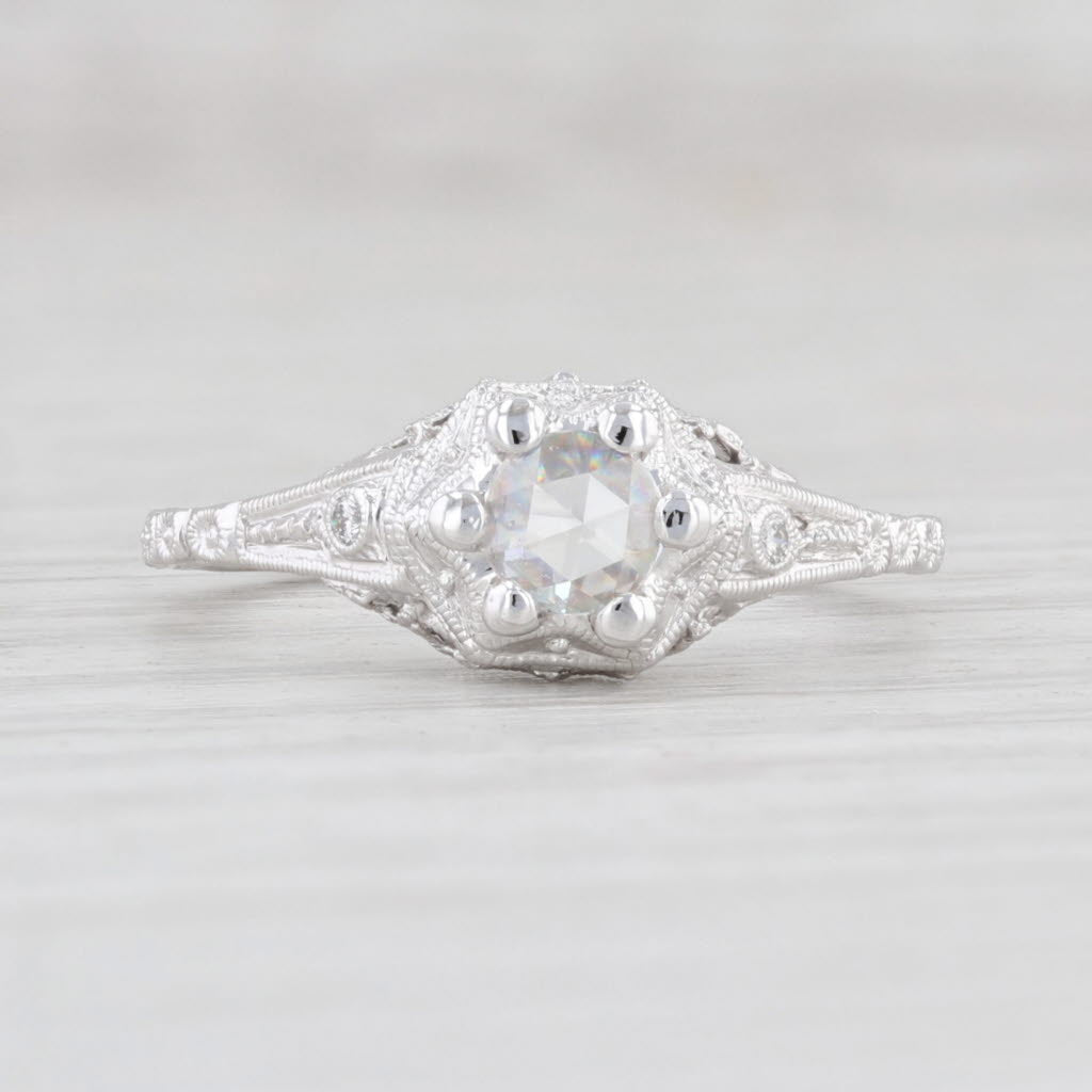Light Gray New Beverley K Diamond Engagement Ring 14k White Gold Size 6.75 Round Solitaire