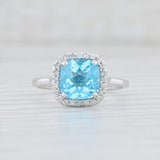 Light Gray New 2.64ctw Blue Topaz Diamond Halo Ring 14k White Gold Size 7.5