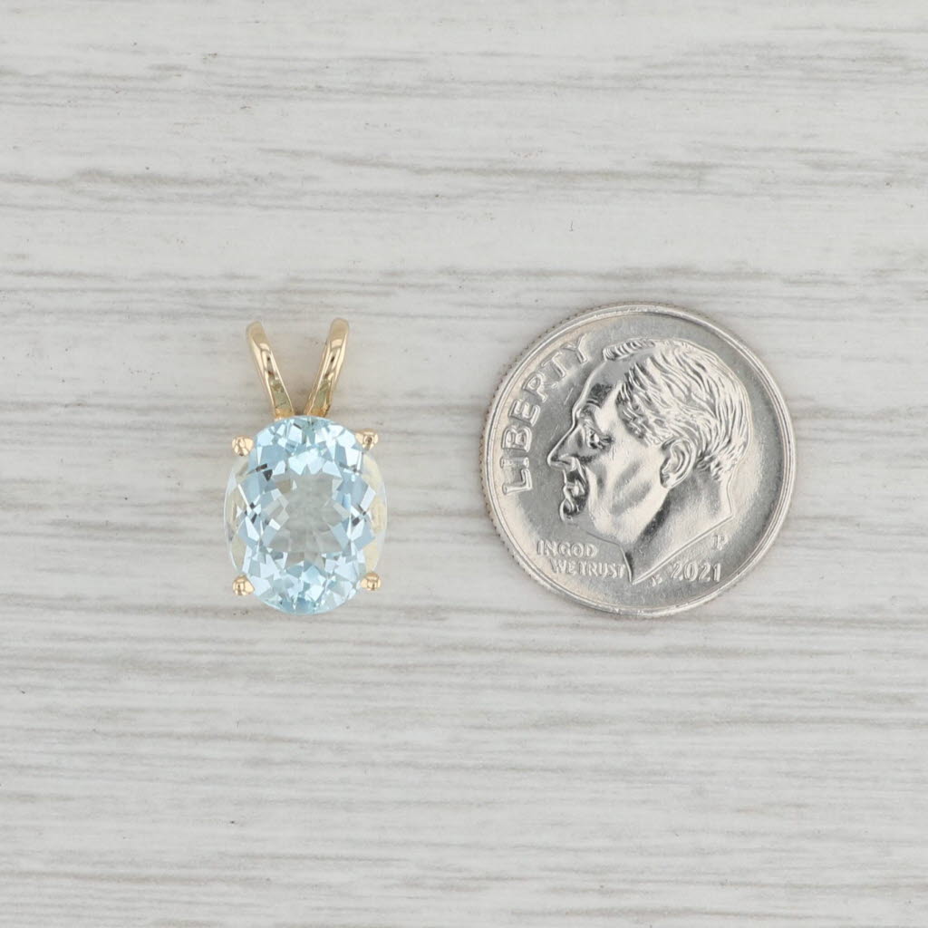 Light Gray 3.25ct Aquamarine Pendant 14k Yellow Gold Oval March Birthstone