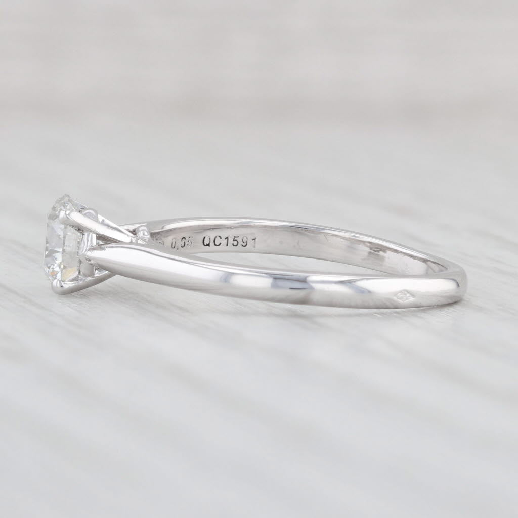 Light Gray Cartier VS1 0.65ct Round Solitaire Diamond Engagement Ring 950 Platinum with Box