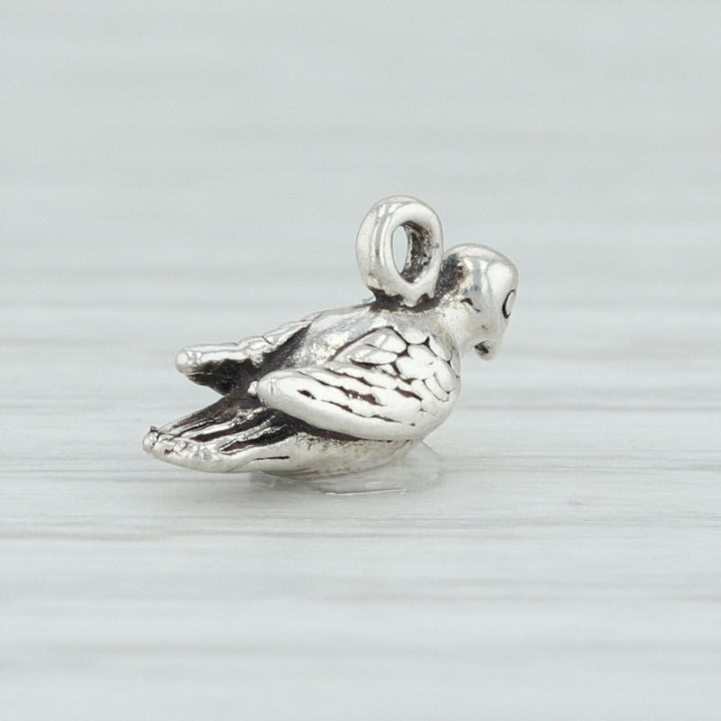 Light Gray 12 Days of Christmas Turtle Dove Charm Sterling Silver Holiday Bird 925