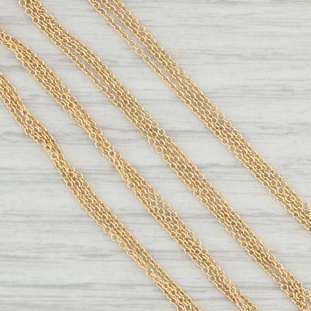 Light Gray New 3-Strand Cable Chain Necklace 14k Yellow Gold 20" Multi-Strand