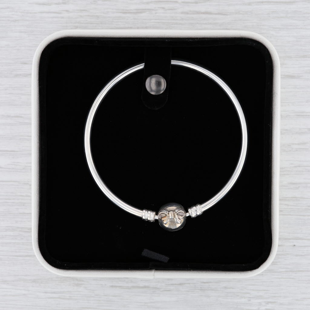 Light Gray New Authentic Pandora USB794317 Dainty Bow Bangle Bracelet Gift Box 6.7" 17cm
