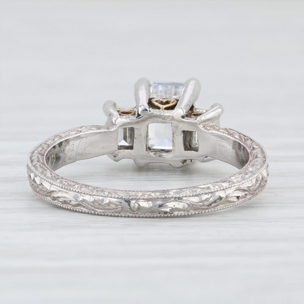 Light Gray New Tacori Emerald Cut 3 Stone Engagement Ring 18k Gold Platinum Semi Mount 2199